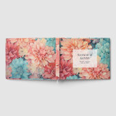 Blauwgroen, Koraal, en Champagne Bloemenhuwelijk Gastenboek (Volledig)