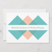Blauwgroen koraal Geometric Triad Wedding Invite Kaart (Voorkant)
