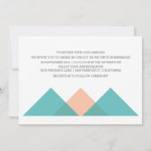 Blauwgroen koraal Geometric Triad Wedding Invite Kaart (Achterkant)