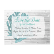Blauwgroen koraal gepersonaliseerd Save the Date B