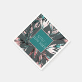 Blauwgroen Koraal Grijs Waterverf Botanische Glam  Servet (Hoek)