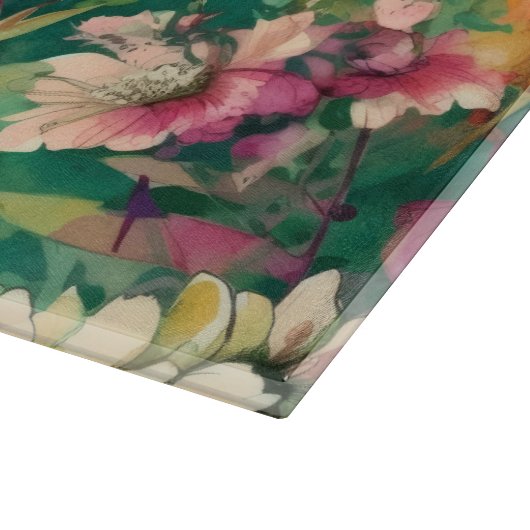 Blauwgroen, Koraal & Mauve Modern Art Glass Snijplank (Hoek)