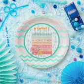 Blauwgroen & Koraal Verjaardagstaart Party Papier  Papieren Bordje (Feest)