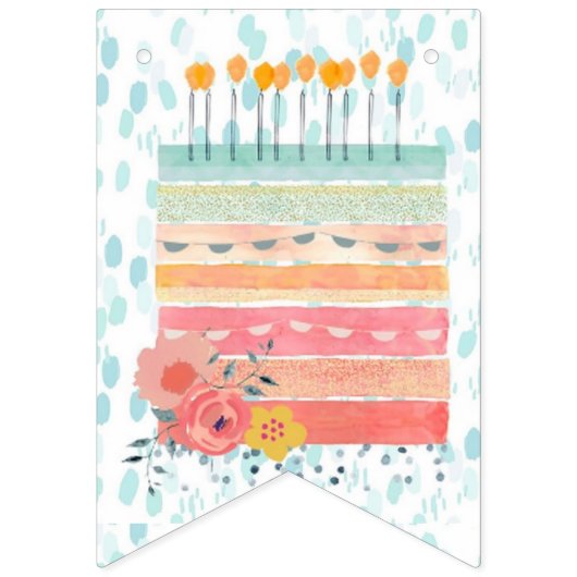 Blauwgroen & Koraal Vieren Verjaardagsfeestvlag Ba Vlaggetjes (Eerste vlag)