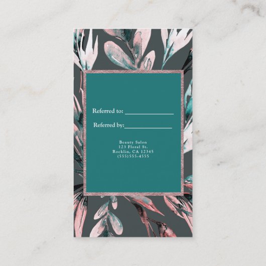 Blauwgroen koraal Waterverf botanisch Verwijs Vrie Aanbevelingskaartje (Achterkant)