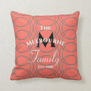 Blauwgroen koraalkleurdraden met tweesporenmodel kussen