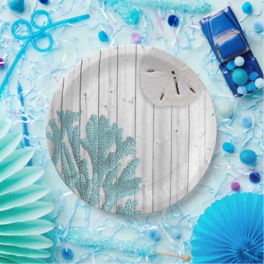 Blauwgroen koraalpapier voor buishout, Bord (Feest)