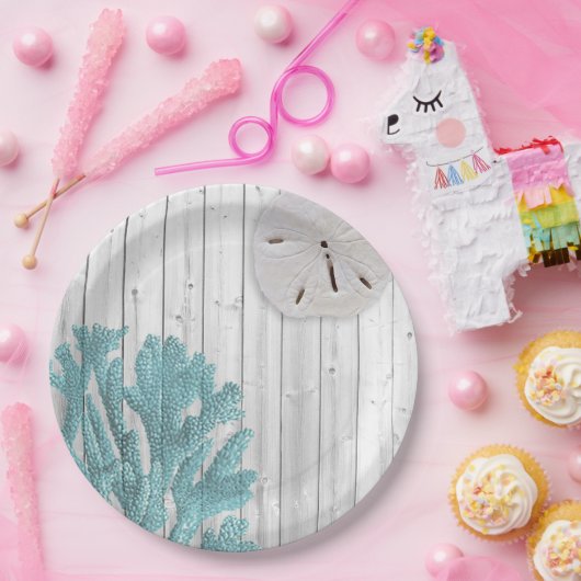 Blauwgroen koraalpapier voor buishout, Bord (Feest)