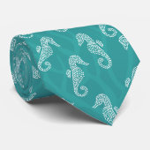 Blauwgroen koraalrif seahorse Wedding Necktie Stropdas (Opgerold)