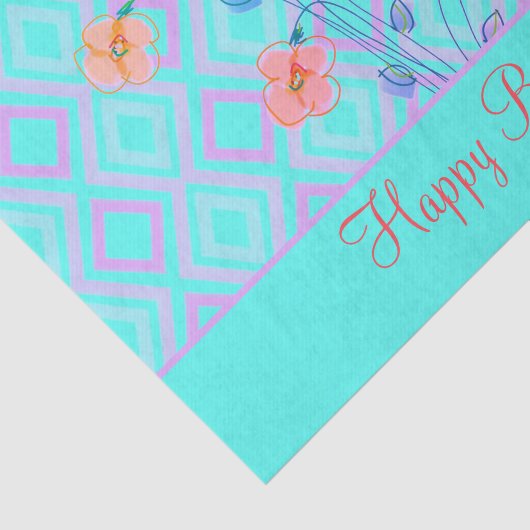 Blauwgroen koraalrood papier met roze kleur (Detail)