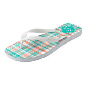 Blauwgroen koraalwit preppy Madras Monogram Teenslippers (Schuin)