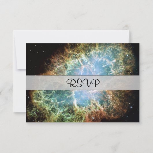 Blauwgroen krab Nebula RSVP Kaartje (Voorkant)