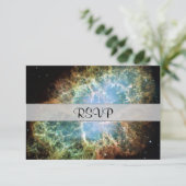 Blauwgroen krab Nebula RSVP Kaartje (Staand voorkant)