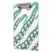 Blauwgroen Kraken Octopus Tentacles Ink Art Klembord (Links)