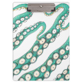 Blauwgroen Kraken Octopus Tentacles Ink Art Klembord (Voorkant)