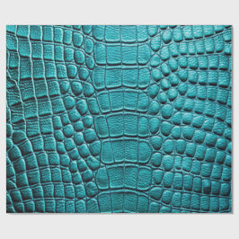 Blauwgroen krokodil alligator skin faux lederen pr cadeaupapier