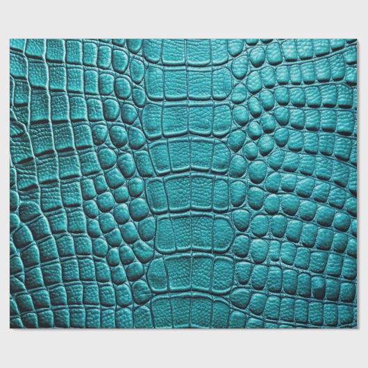 Blauwgroen krokodil alligator skin faux lederen pr cadeaupapier (Vlak)