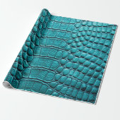Blauwgroen krokodil alligator skin faux lederen pr cadeaupapier (Uitgerold)
