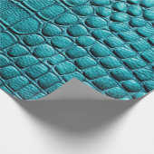 Blauwgroen krokodil alligator skin faux lederen pr cadeaupapier (Hoek)