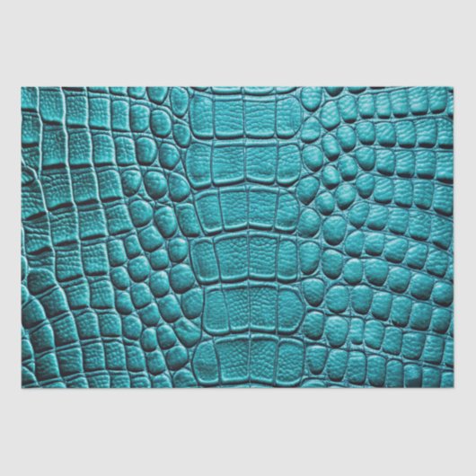 Blauwgroen krokodil alligator skin faux lederen pr tissuepapier (Voorkant)