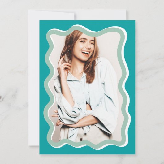 Blauwgroen kromme kromme kronkelen golvend afstude kaart (Achterkant)