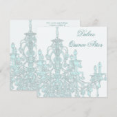Blauwgroen kroonluchter Quinceanera Kaart (Voorkant / Achterkant)