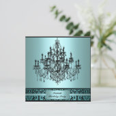 Blauwgroen kroonluchter zwart Damask 40e verjaarda Kaart (Staand voorkant)