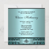 Blauwgroen kroonluchter zwart Damask 40e verjaarda Kaart (Achterkant)