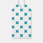 Blauwgroen kruisstiften op wit cadeaulabel (Voorkant)