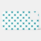 Blauwgroen kruisstiften op wit Case-Mate iPhone case (Achterkant (horizontaal))