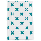 Blauwgroen kruisstiften op wit medium cadeauzakje (Voorkant)