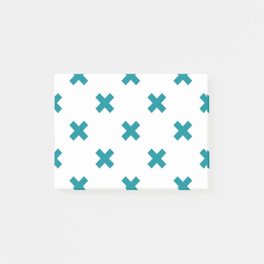 Blauwgroen kruisstiften op wit post-it® notes (Voorkant)