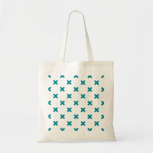 Blauwgroen kruisstiften op wit tote bag