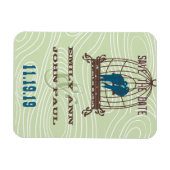 Blauwgroen kuil Tortelduifjes zitten in vogelkooi Magneet (Horizontaal)