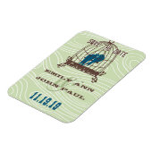 Blauwgroen kuil Tortelduifjes zitten in vogelkooi Magneet (Linkerzijde)