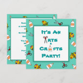 Blauwgroen Kunst en ambachtelijke kinderfeest Kaart (Voorkant / Achterkant)