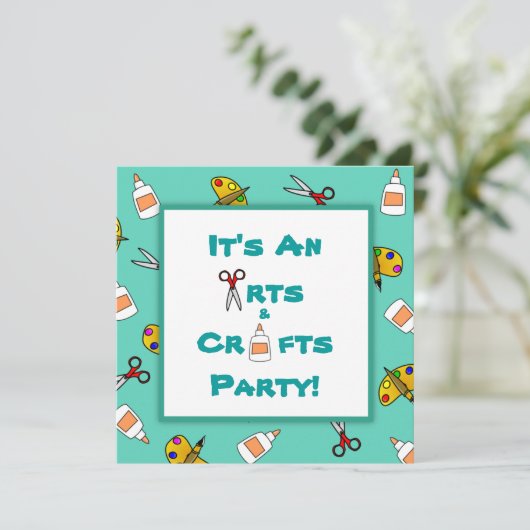 Blauwgroen Kunst en ambachtelijke kinderfeest Kaart (Staand voorkant)