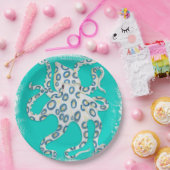 Blauwgroen kunst met blauwe ring papieren bordje (Feest)