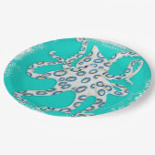 Blauwgroen kunst met blauwe ring papieren bordje (Gekanteld)