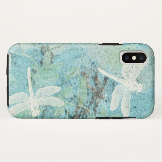 Blauwgroen kunst van Elegant Dragonflies Case-Mate iPhone Case (Achterkant (horizontaal))