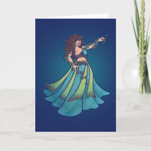 Blauwgroen kunstwerk van Belly Dancer Ruby Kaart (Voorkant)