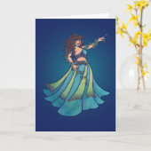 Blauwgroen kunstwerk van Belly Dancer Ruby Kaart (Gele Bloem)