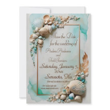 Blauwgroen kust zee shell bruiloft