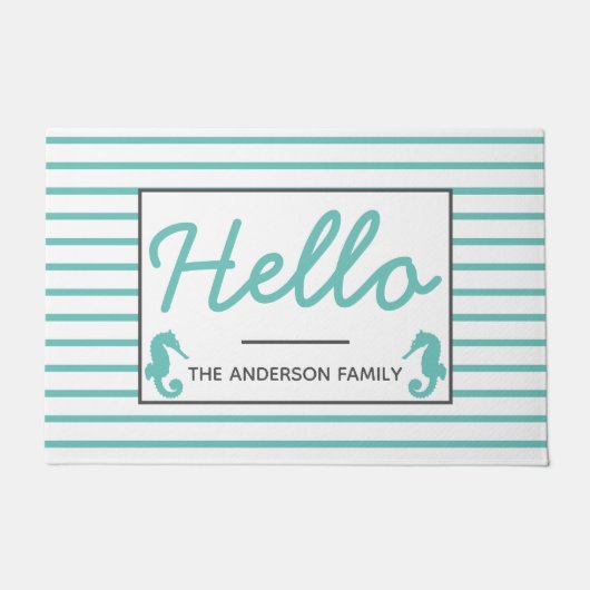 Blauwgroen kustpaarden Hallo Deurmat (Voorkant)