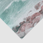 Blauwgroen kuststrookgolven witte neushoorn tissuepapier (Detail)