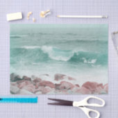 Blauwgroen kuststrookgolven witte neushoorn tissuepapier (Craft)