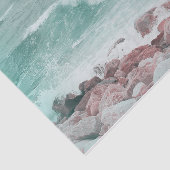 Blauwgroen kuststrookgolven witte neushoorn tissuepapier (Detail)