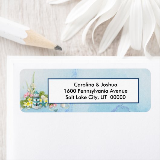 Blauwgroen kustvuurtoren etiket (Insitu)