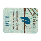 Blauwgroen Kute Kissende Tortelduifjes in een boom Magneet (Horizontaal)