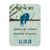 Blauwgroen Kute Kissende Tortelduifjes in een boom Magneet (Verticaal)